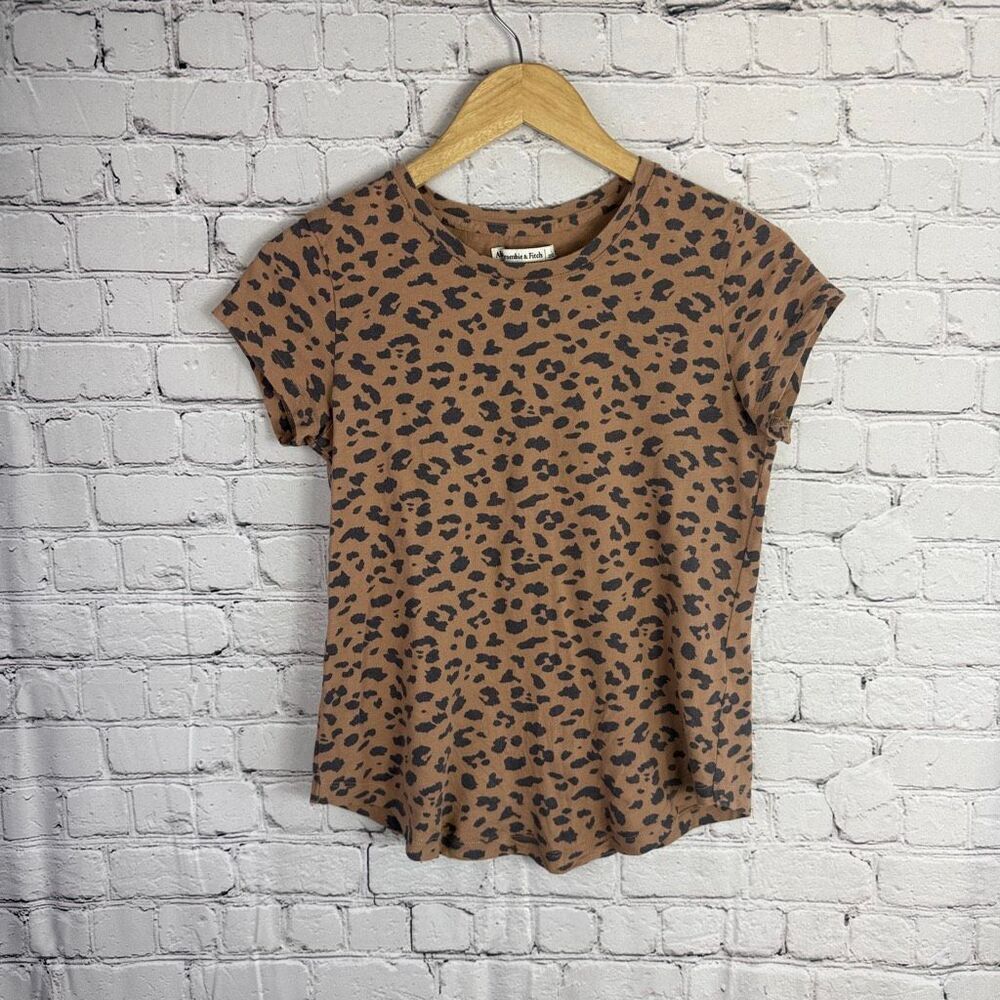 Abercrombie & Fitch Y2K Leopard Print Short Sleeve Babydoll Tee Small  L